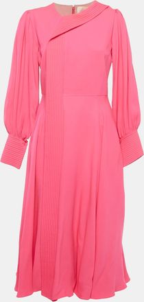 Roksanda Ilincic Pink Quilted Panel Silk Crepe Adyn Midi Dress