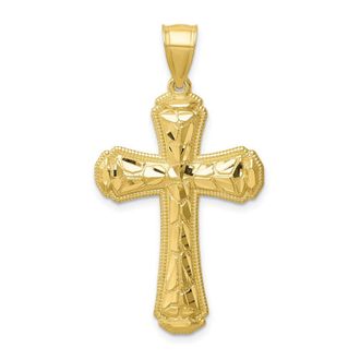 Diamond2Deal 10k Yellow Gold Diamond-cut Cross Pendant