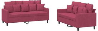 vidaXL Vidaxl - Juego De Sof&aacute;s Con Cojines 2 Piezas Terciopelo Rojo Tinto