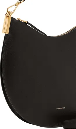 Coccinelle Womens Handbag Black-Cognac Cowhide Bags - Handbags Black/cognac
