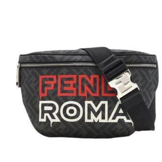 Fendi Pre-owned Belt Bags, male, Gray, Size: ONE SIZE Pre-owned Vintage Coated Canvas Fanny Pack