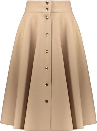 Red Valentino Midi Jurk met Knopen Sluiting - Dames - Midirokken - Beige - XS - Wol - Rokken