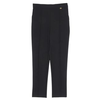 Elisabetta Franchi Straight Trousers, female, Black, Size: XL Cropped Trousers