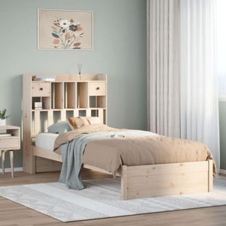 vidaXL Cama Con Estanter&iacute;a Sin Colch&oacute;n Madera Maciza De Pino 90x200 Cm Vidaxl
