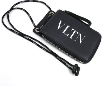 Valentino Garavani Black Leather Card Wallet (Pre-Owned)