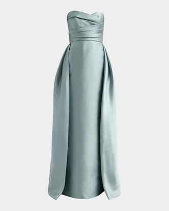 Amsale Mikado Draped Column Gown