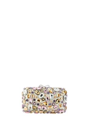 Self Portrait Rectangular Crystal-adorned Clutch Bag with Silver Chain Strap