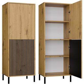 Topeshop Kamaro - Armario Moderno 3 Estantes Y 2 Puertas - 147.5x53.5x40 Cm - Mueble De Almacenamiento - Roble Artesanal