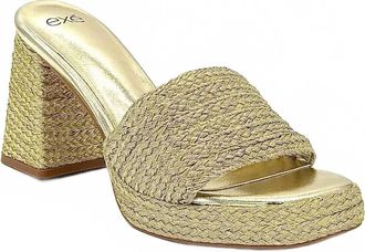Ex&eacute; Womens Metallic Braided Block Heel Mule In Gold