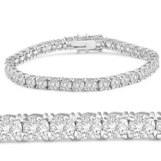 Pompeii3 13Ct Round-Cut Diamond Tennis Bracelet 14k White Gold 7 Lab Grown