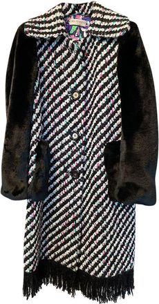 Emilio Pucci Black Boucle and Faux Fur Coat Size XS