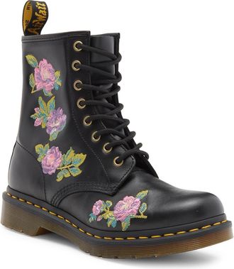 Dr. Martens 1460 Vonda II Flower Embroidered Boot in Black at Nordstrom Rack, Size 5Us/ 3Uk