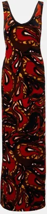 Dries Van Noten Printed cotton-blend velvet maxi dress