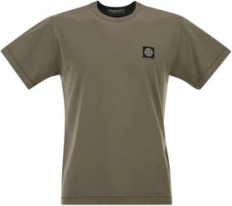 Stone Island Patch Logo T-Shirt - Heren - T-shirts - Groen - M - Katoen - Tops