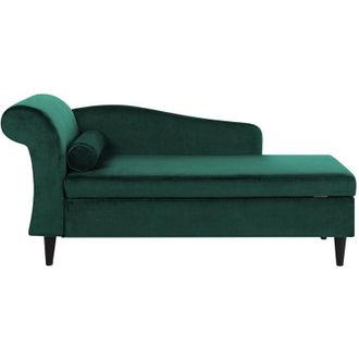 Beliani Beliani - Living Room Left Hand Velvet Chaise Lounge with Storage Emerald Green Luiro