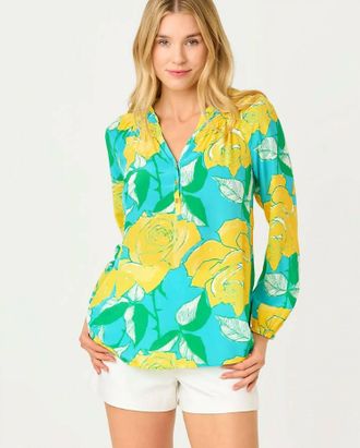 Lilly Pulitzer Elsa Button Front Top In Blue
