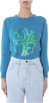 Alberta Ferretti Trui - Dames - Ronde hals truien - Blauw - XS - Truien & Vesten