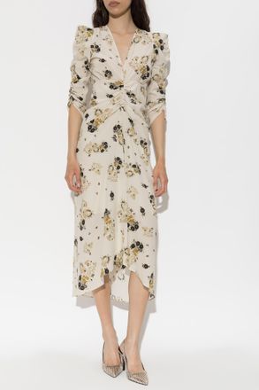 Isabel Marant Silk Dress Albini, Womens, Cream