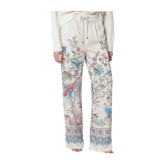 Etro Etro, Wide Trousers, female, White, Size: XS Full-length Trousers with Drawstring