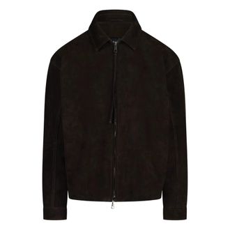 Giorgio Brato Suede Shirt-Collar Jacket - Heren - Zomerjassen - Bruin - L - Leer - Jassen