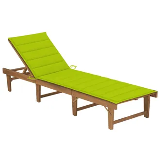 vidaXL Tumbona Plegable Con Coj&iacute;n Madera Maciza De Acacia Vidaxl