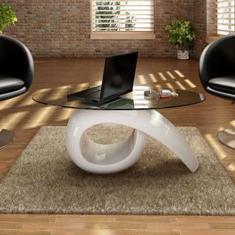vidaXL Furniture Limited - Mesa De Centro Superficie Ovalada De Vidrio