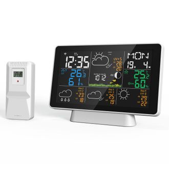 OEM Estaci&oacute;n Meteorol&oacute;gica Inal&aacute;mbrica Tuya Wifi Con Pantalla Grande De 7,5 Pulgadas, Alcance De 100 M (328 Pies), Term&oacute;metro, Higr&oacute;metro, Pluvi&oacute;metro Y A