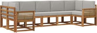 vidaXL Conjunto De Sof&aacute;s De Exterior 7 Uds. Natural Y Gris Claro Vidaxl