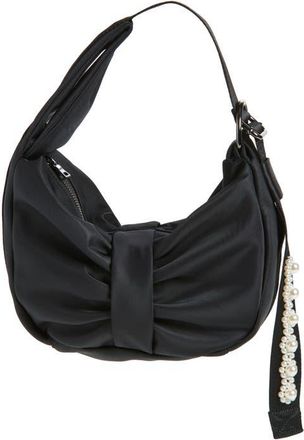 Simone Rocha Mini Bow Sateen Sling Bag in Black/pearl at Nordstrom