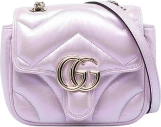 Gucci Pre-owned Quilted Iridescent Crossbody Bag - Dames - Vintage Schoudertas - Paars - ONE Size - Leer - Vintage