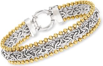 Ross-Simons Sterling Silver Byzantine Beaded-Edge Bracelet With 18kt Gold Over Sterling