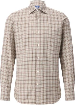Finamore Overhemden, Heren, Bruin, S, Katoen, Casual Shirts