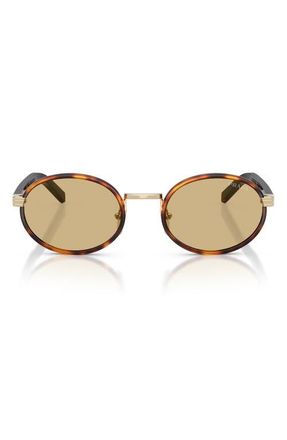 Prada 52mm Oval Sunglasses in Root Tortoise/Yellow at Nordstrom