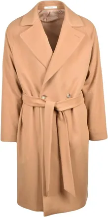 Tagliatore Jassen, Heren, Beige, L, Wol, Lange Double-Breasted Jas