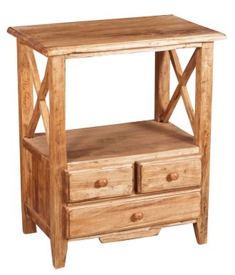 Biscottini International Biscottini - Mesita De Noche De Estilo Country De Madera Maciza De Tilo Acabado Con Efecto Natural 56 X36x66 Cm
