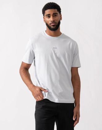 HUGO BOSS Mens BOSS Orange TChup Mens Crew Neck Small Logo T-Shirt - Light/Pastel Grey 054 - White - Size: 40