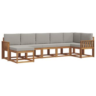 vidaXL Conjunto De Sof&aacute;s De Exterior 7 Pcs Gris Natural Y Claro Vidaxl