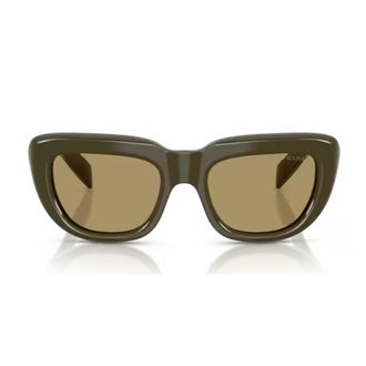 Prada Green Pr D07s Geometric Acetate Sunglasses
