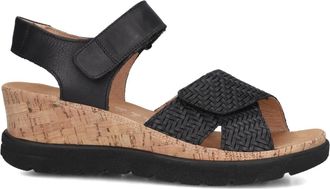 Hartjes Schoenen, Dames, Zwart, 40 EU, Leer, Jazz Wedge Sandalen