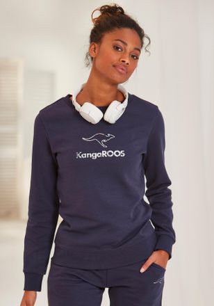 Kangaroos Sweatshirt KANGAROOS, Damen, Gr. 32/34, blau (marine), Interlock, Obermaterial: 60% Baumwolle, 40% Polyester, unifarben, Basic, bequem h&uuml;ftlang, Rundh