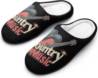 Generic Country Muisic Electric Guitar Womens Slippers Warm House Slippers Indoor House Shoes with Anti-Skid Rubber Sole