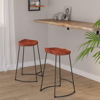 vidaXL Taburetes De Bar Gavin 2 Uds Madera Mango Maciza 45x40x63 Cm Vidaxl