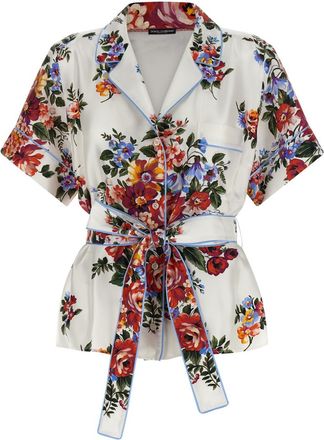 Dolce & Gabbana Multicolour Flower Print Twill Shirt