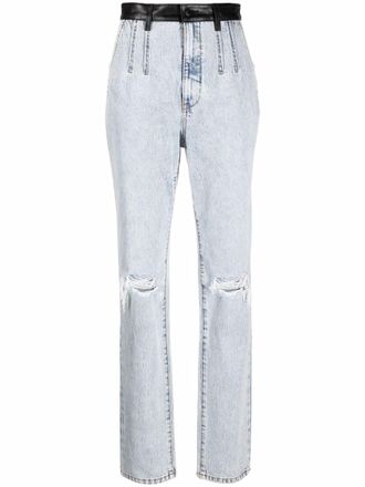 Alexander Wang pebble bleach-wash high-waist jeans - women - CALFSKIN/Cotton - 26 - Blue