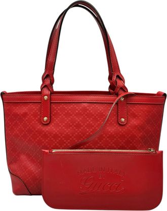 Gucci Red Color Leather Pouch Tote Bag (Pre-Owned)