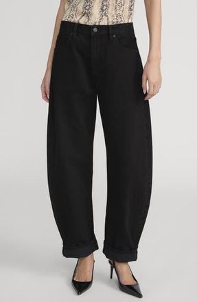 Frame Denim The Bubble High Waist Barrel Leg Jeans in Black at Nordstrom Rack, Size 28