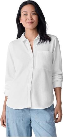 Eileen Fisher Classic Collar Shirt Womens Clothing White : LG, Linen