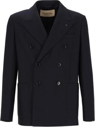 Valentino Double Chest Jacket - Heren - Blazers - Blauw - M - Leer - Jassen