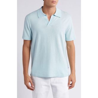 Nn.07 Ryan 6311 Cotton & Linen Johnny Collar Polo in Winter Sky at Nordstrom Rack, Size X-Large