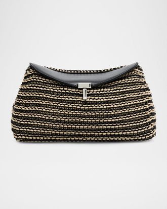 Toteme T-Lock Woven Leather Clutch Bag